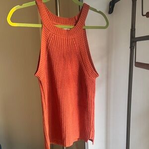 Orange Sleeveless Knit Top